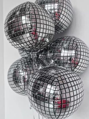 22-inch Jumbo ORBZ Silver Disco Ball Foil Balloon